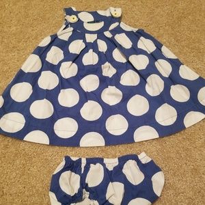 Mini Boden 6-12 mo blue/white dress w/ blooms